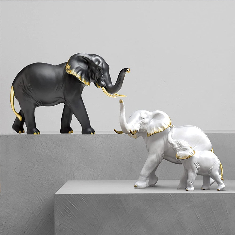 Elephant Statue Sculptures Duo