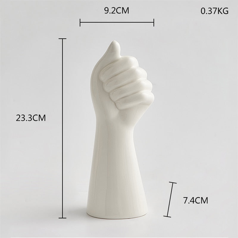 White Ceramic Hand Vase for Hydroponic Flower Arrangement