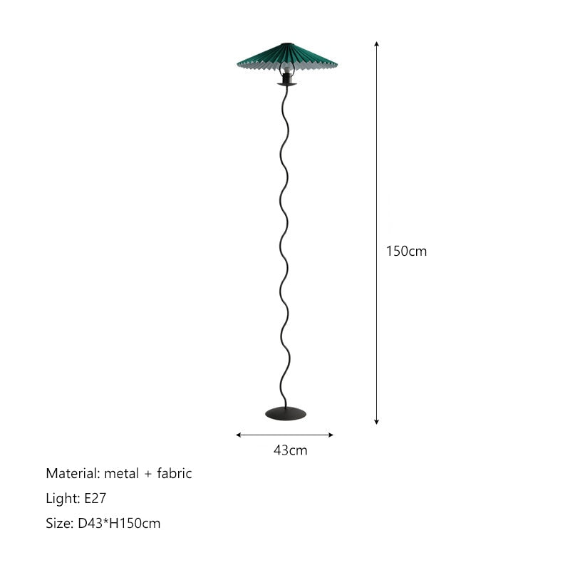 Lámpara de pie LED de tela plisada