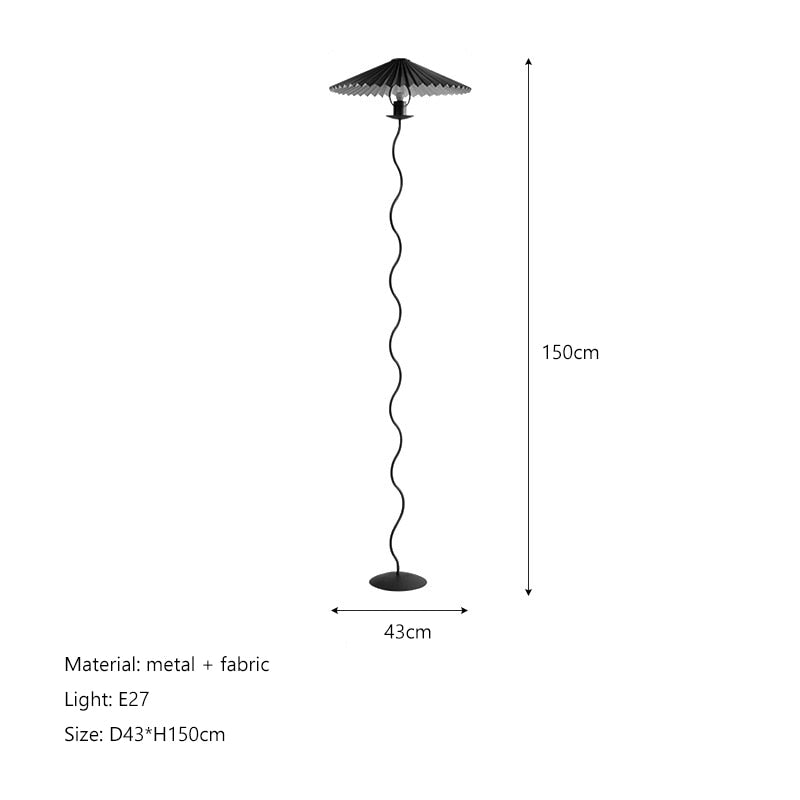 Lámpara de pie LED de tela plisada