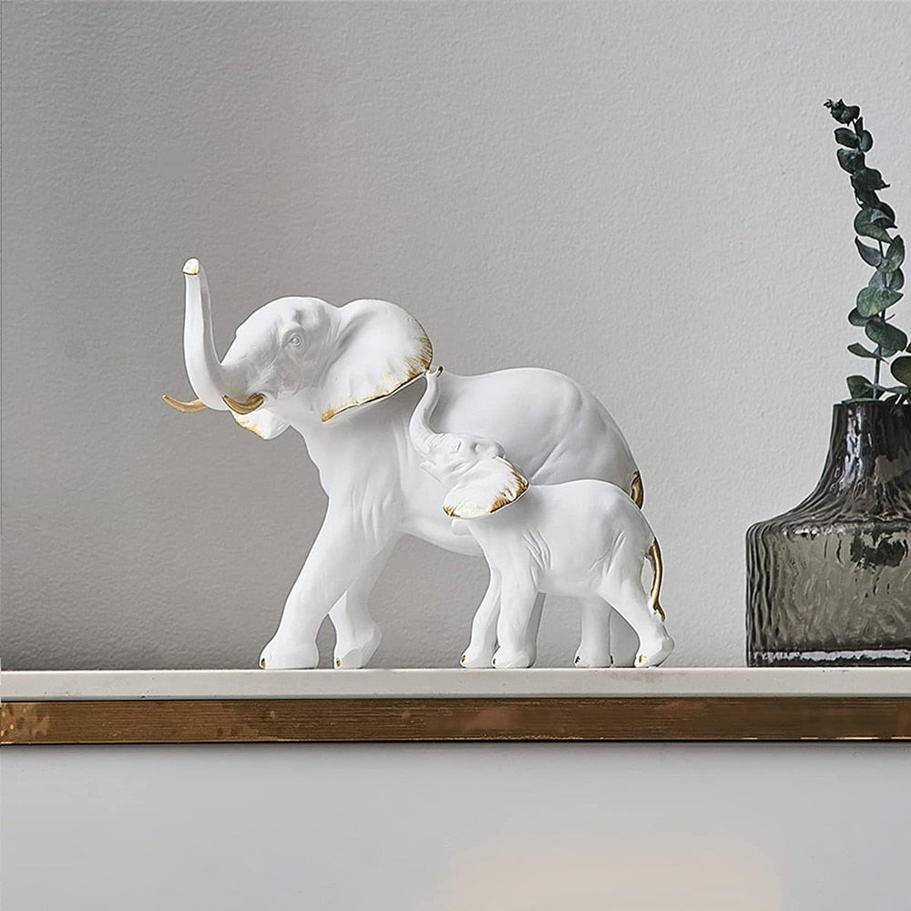 Dúo de esculturas de estatuas de elefantes